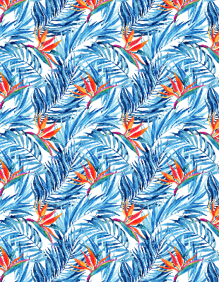 Store intérieur fenêtre feuilles bleues