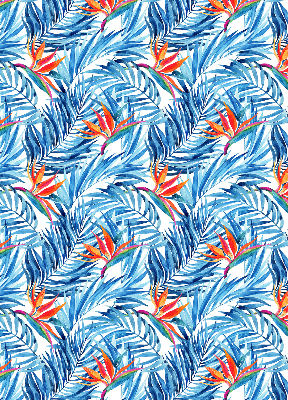 Store intérieur fenêtre feuilles bleues
