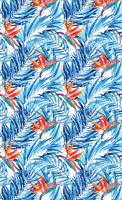 Store intérieur fenêtre feuilles bleues