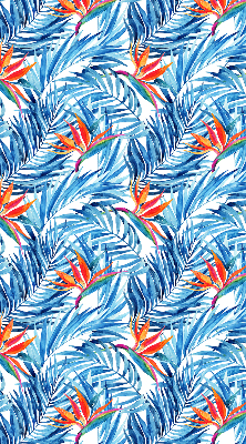 Store intérieur fenêtre feuilles bleues