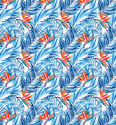 Store intérieur fenêtre feuilles bleues