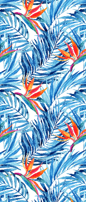 Store intérieur fenêtre feuilles bleues