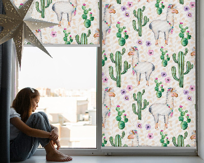 Store intérieur lamas et cactus