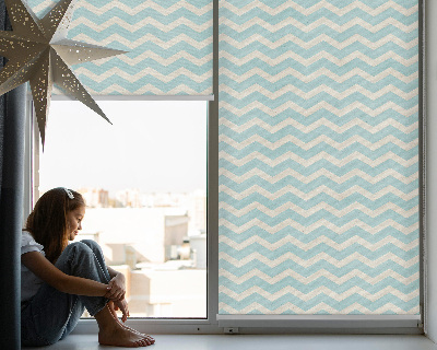 Store intérieur fenêtre à zigzags bleus