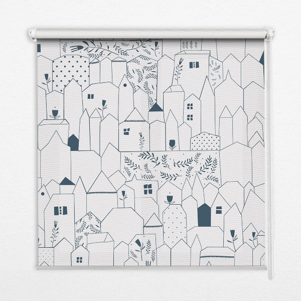 Store enrouleur avec motifs de maisons dessinées