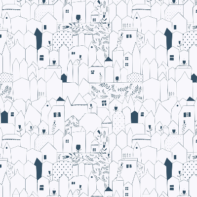 Store enrouleur avec motifs de maisons dessinées