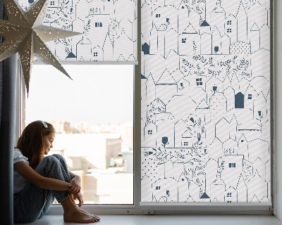 Store enrouleur avec motifs de maisons dessinées