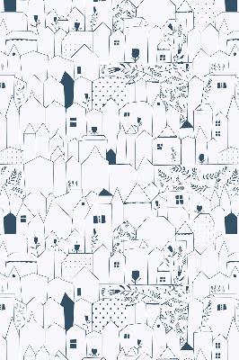 Store enrouleur avec motifs de maisons dessinées