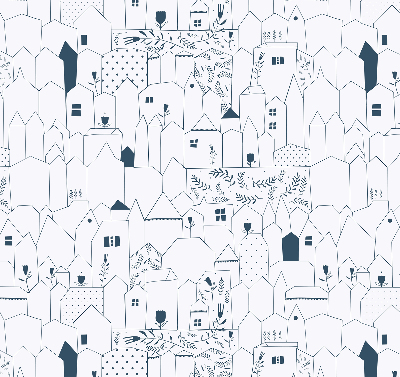 Store enrouleur avec motifs de maisons dessinées