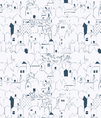Store enrouleur avec motifs de maisons dessinées