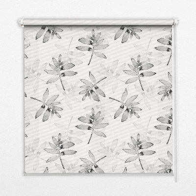 Store intérieur fenêtre aux feuilles grises esquissées