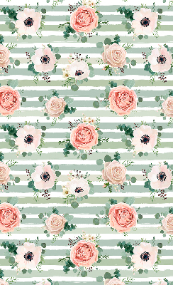 Store intérieur avec des roses sur des rayures horizontales vertes
