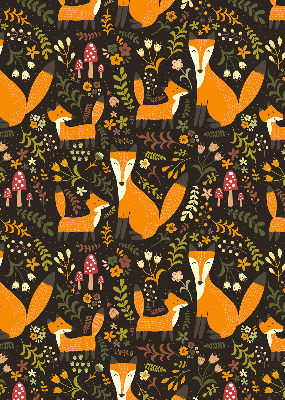 Store enrouleur avec motif de renards et de plantes