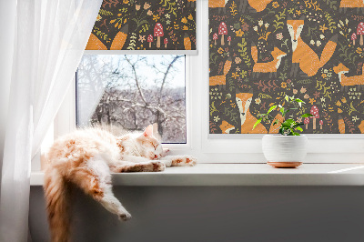 Store enrouleur avec motif de renards et de plantes