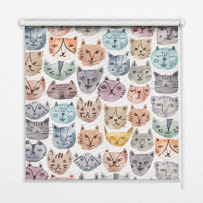 Store enrouleur à visages de chat colorés
