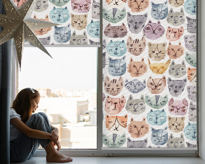 Store enrouleur à visages de chat colorés