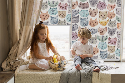 Store enrouleur à visages de chat colorés