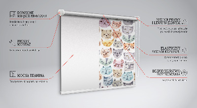 Store enrouleur à visages de chat colorés