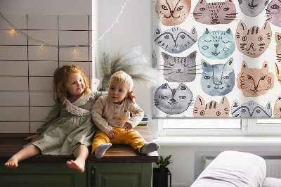 Store enrouleur à visages de chat colorés