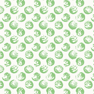 Store enrouleur avec des plantes reflétées sur des cercles verts
