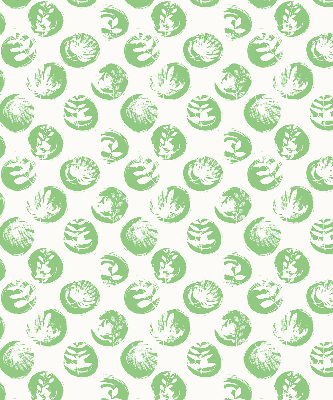 Store enrouleur avec des plantes reflétées sur des cercles verts