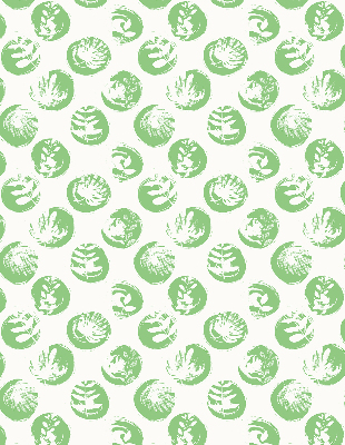 Store enrouleur avec des plantes reflétées sur des cercles verts