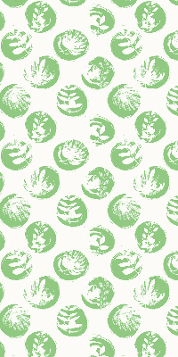 Store enrouleur avec des plantes reflétées sur des cercles verts