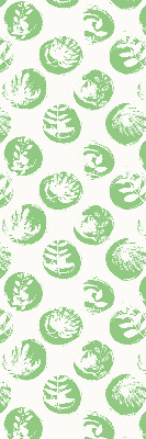 Store enrouleur avec des plantes reflétées sur des cercles verts