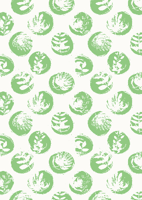 Store enrouleur avec des plantes reflétées sur des cercles verts