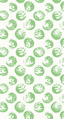 Store enrouleur avec des plantes reflétées sur des cercles verts