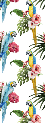 Store intérieur fenêtre perroquet sur des fleurs