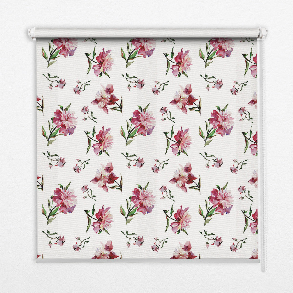 Store intérieur fenêtre en fleur rose
