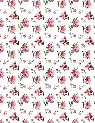 Store intérieur fenêtre en fleur rose