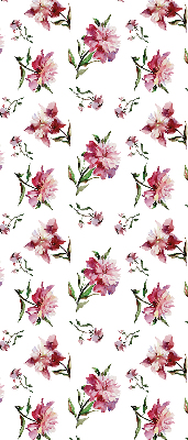 Store intérieur fenêtre en fleur rose