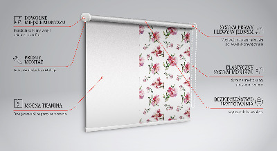 Store intérieur fenêtre en fleur rose