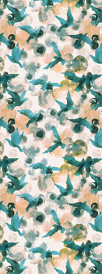 Store intérieur avec oiseaux et motifs colorés