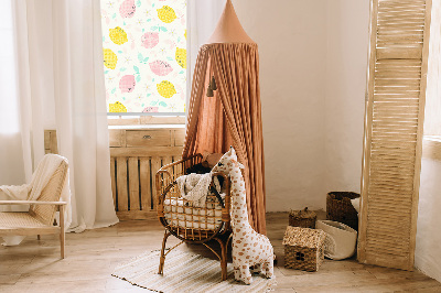 Store intérieur fenêtre avec citrons roses et jaunes