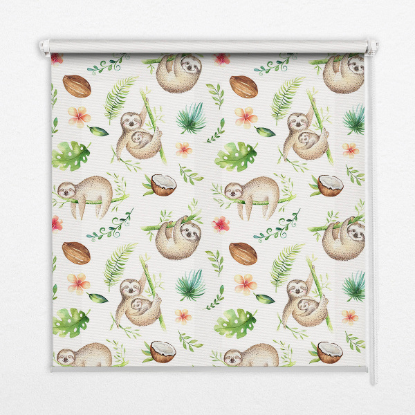 Store enrouleur avec motif de paresseux et de plantes