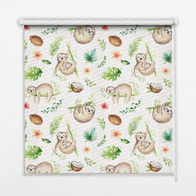 Store enrouleur avec motif de paresseux et de plantes