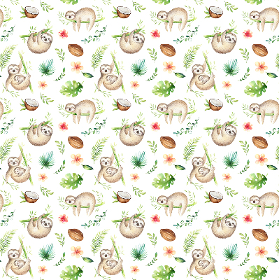 Store enrouleur avec motif de paresseux et de plantes