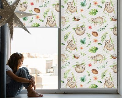 Store enrouleur avec motif de paresseux et de plantes