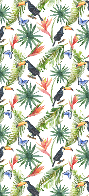 Store enrouleur toucans sur les fleurs