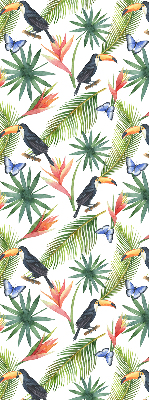 Store enrouleur toucans sur les fleurs