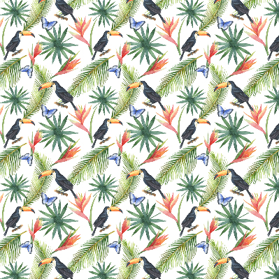 Store enrouleur toucans sur les fleurs