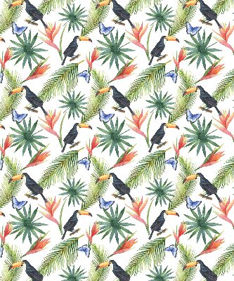 Store enrouleur toucans sur les fleurs