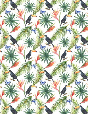 Store enrouleur toucans sur les fleurs