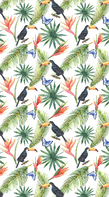 Store enrouleur toucans sur les fleurs