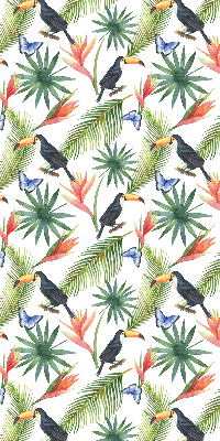 Store enrouleur toucans sur les fleurs