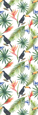 Store enrouleur toucans sur les fleurs