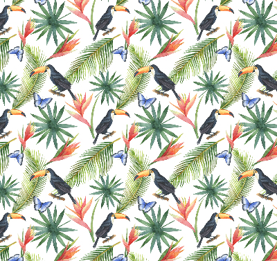 Store enrouleur toucans sur les fleurs